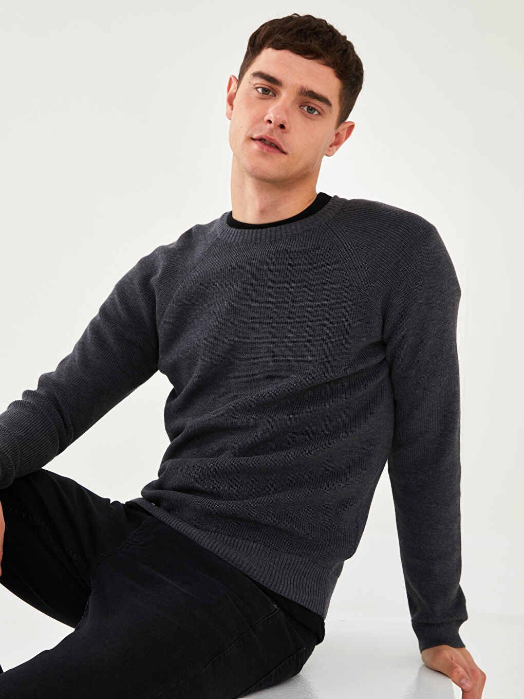 Antrasit Bisiklet Yaka Erkek Triko Kazak