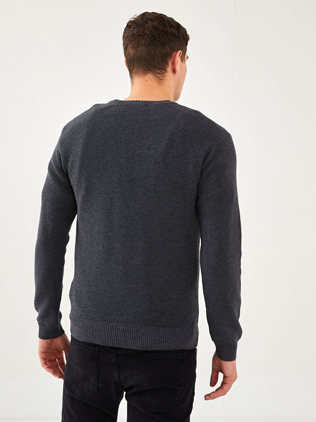 Antrasit Bisiklet Yaka Erkek Triko Kazak-4