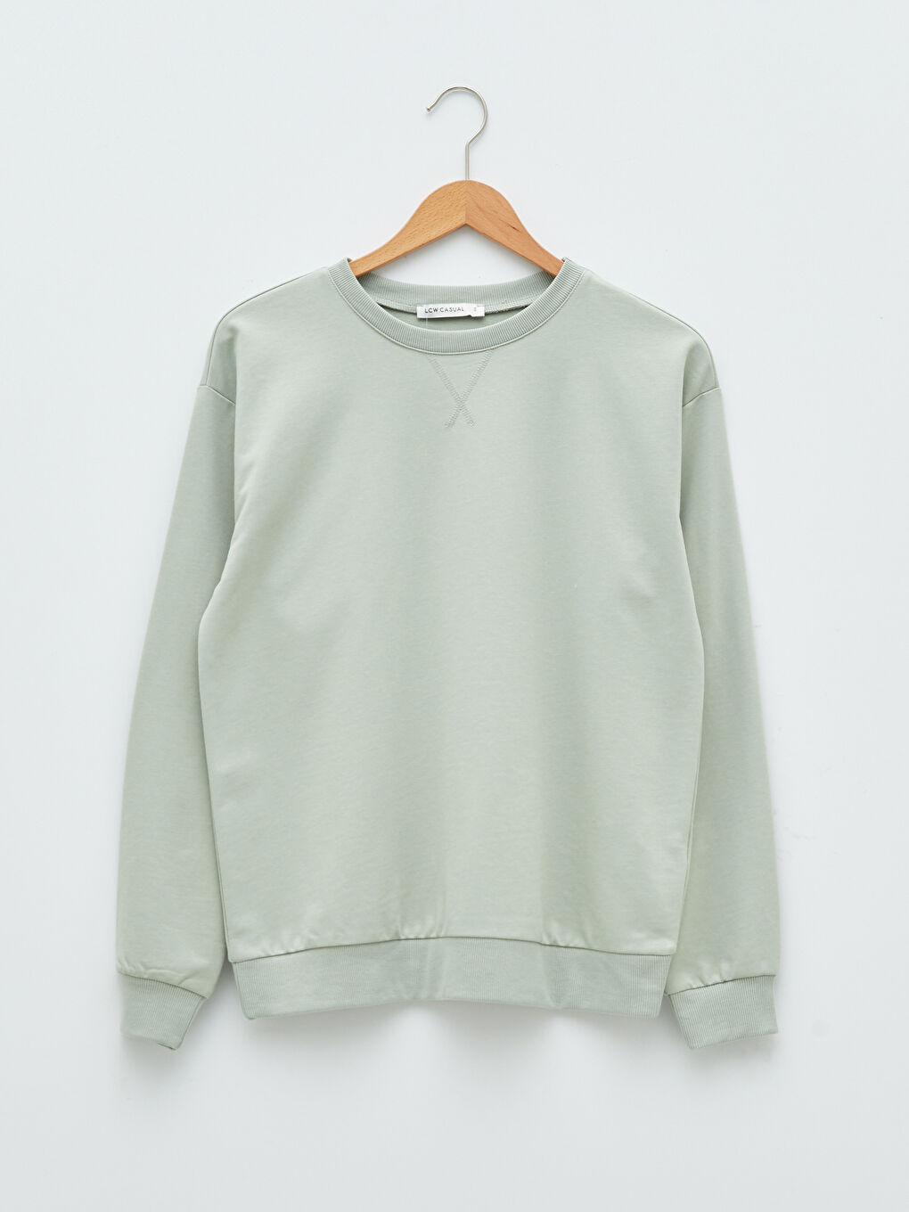 Bisiklet Yaka Düz Uzun Kollu Kadın Sweatshirt-5