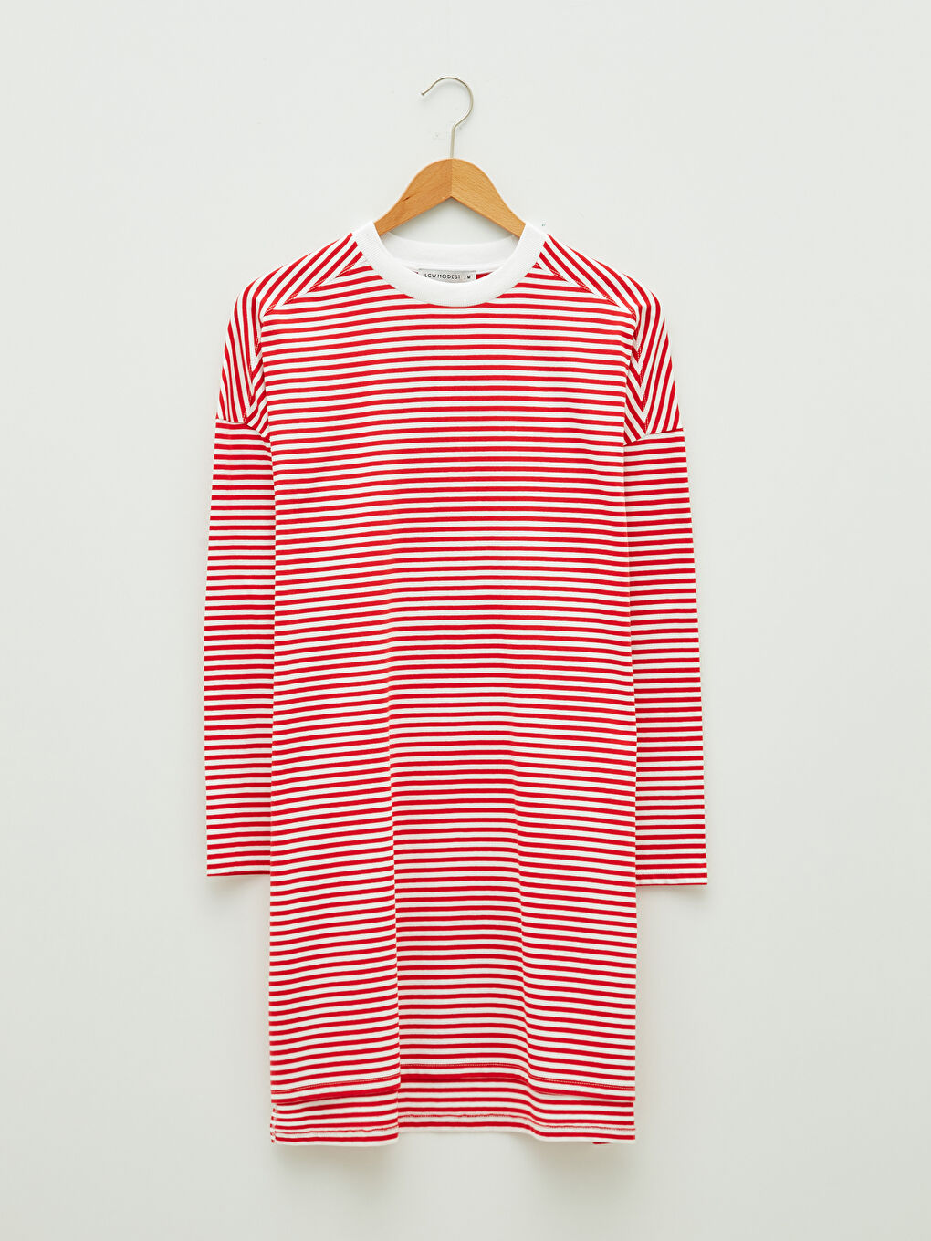 LCW Modest Crew Neck Striped Long Sleeve Cotton Women's Tunic -W1J504Z8-LJE