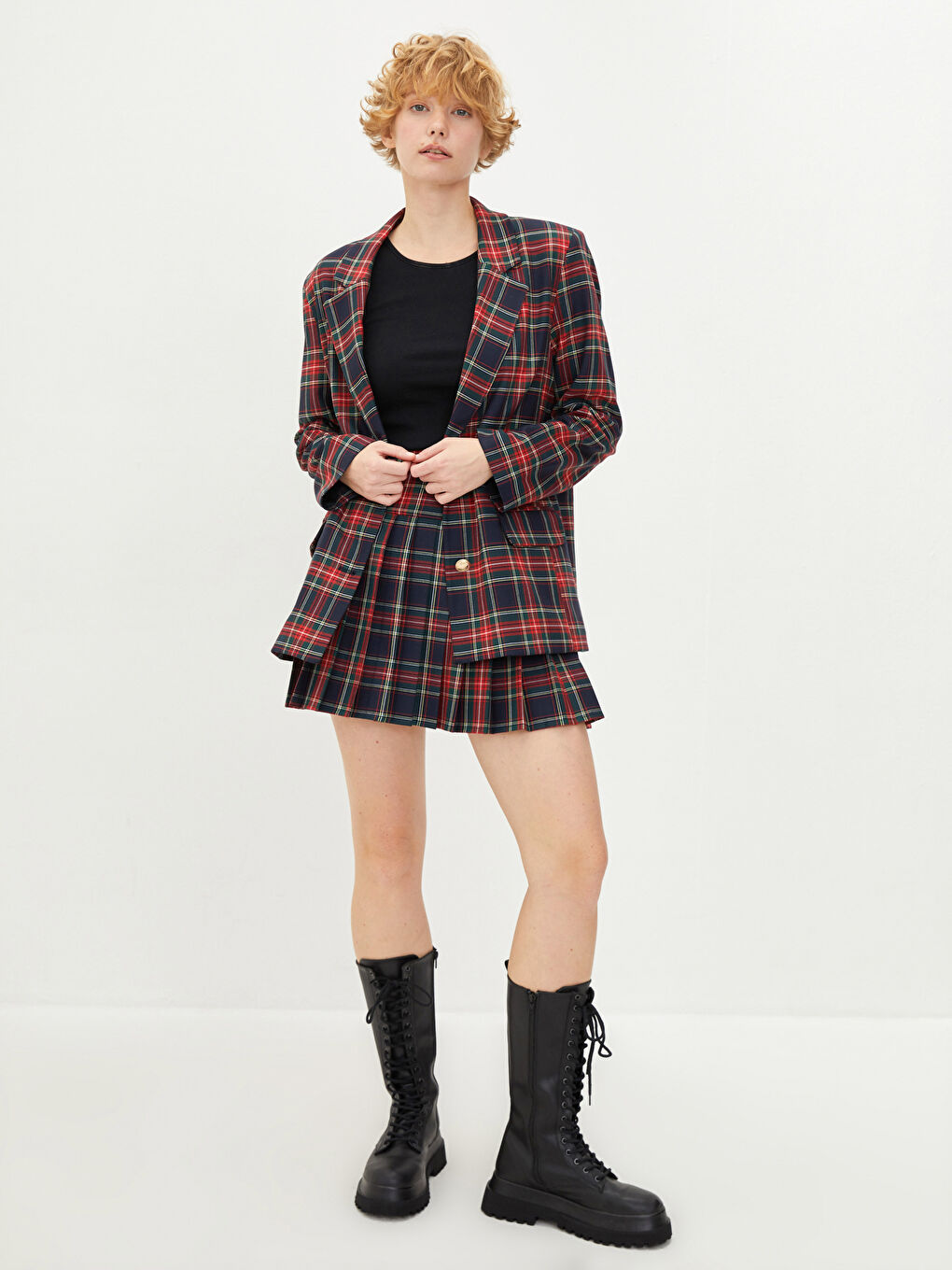 әйелдерге арналған ұзын жеңді түймелі торлы пиджак-1