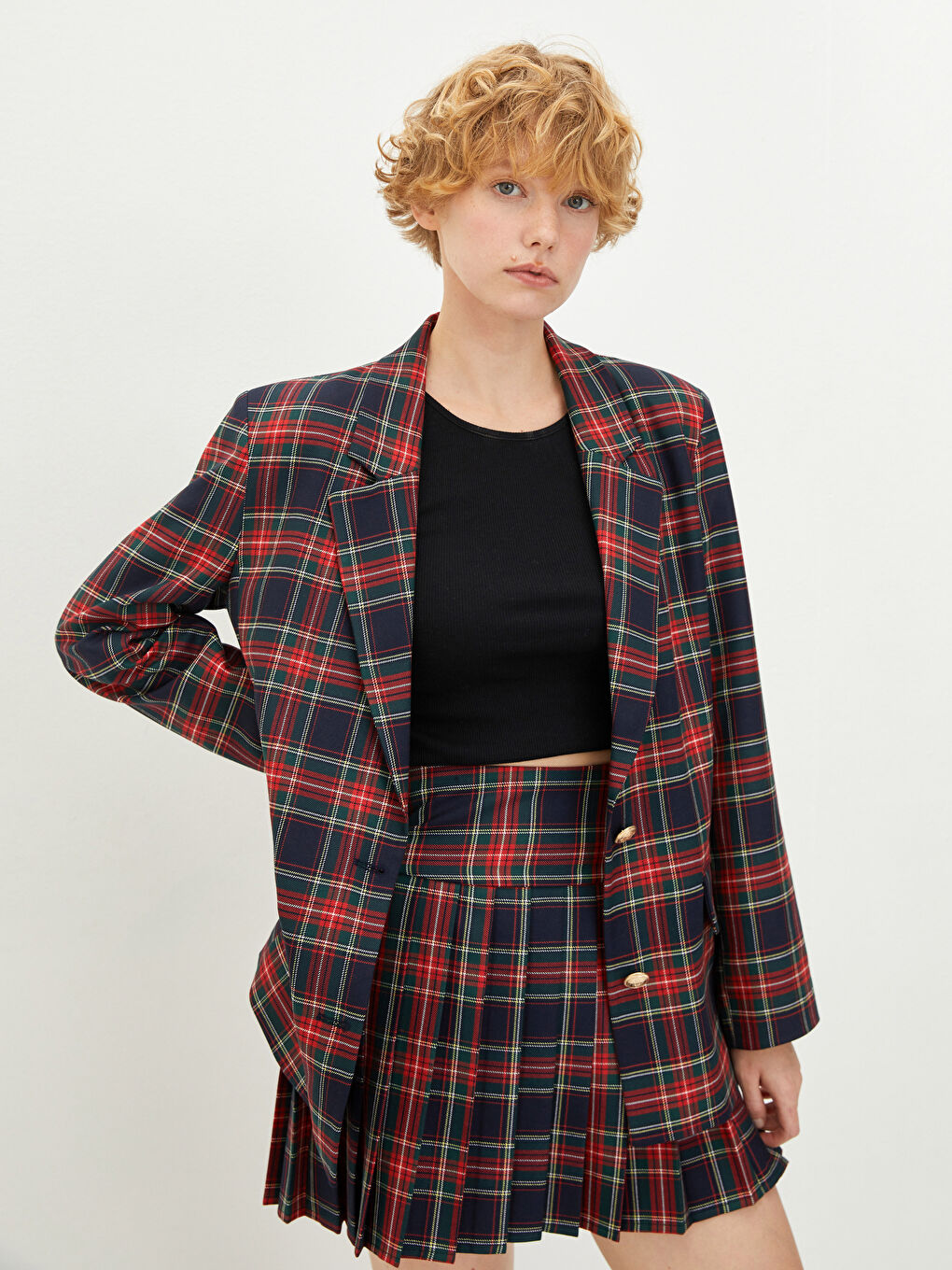 әйелдерге арналған ұзын жеңді түймелі торлы пиджак-2