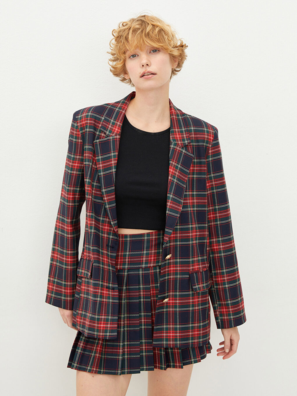 әйелдерге арналған ұзын жеңді түймелі торлы пиджак-3