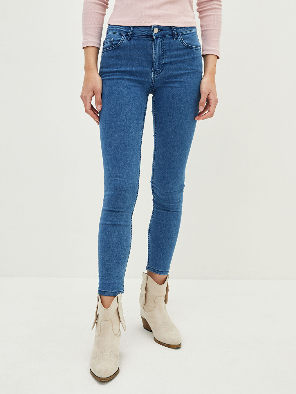 Normal Waist Mercury Skinny Fit Women's Rodeo Jean Trousers with Pocket Detail-2