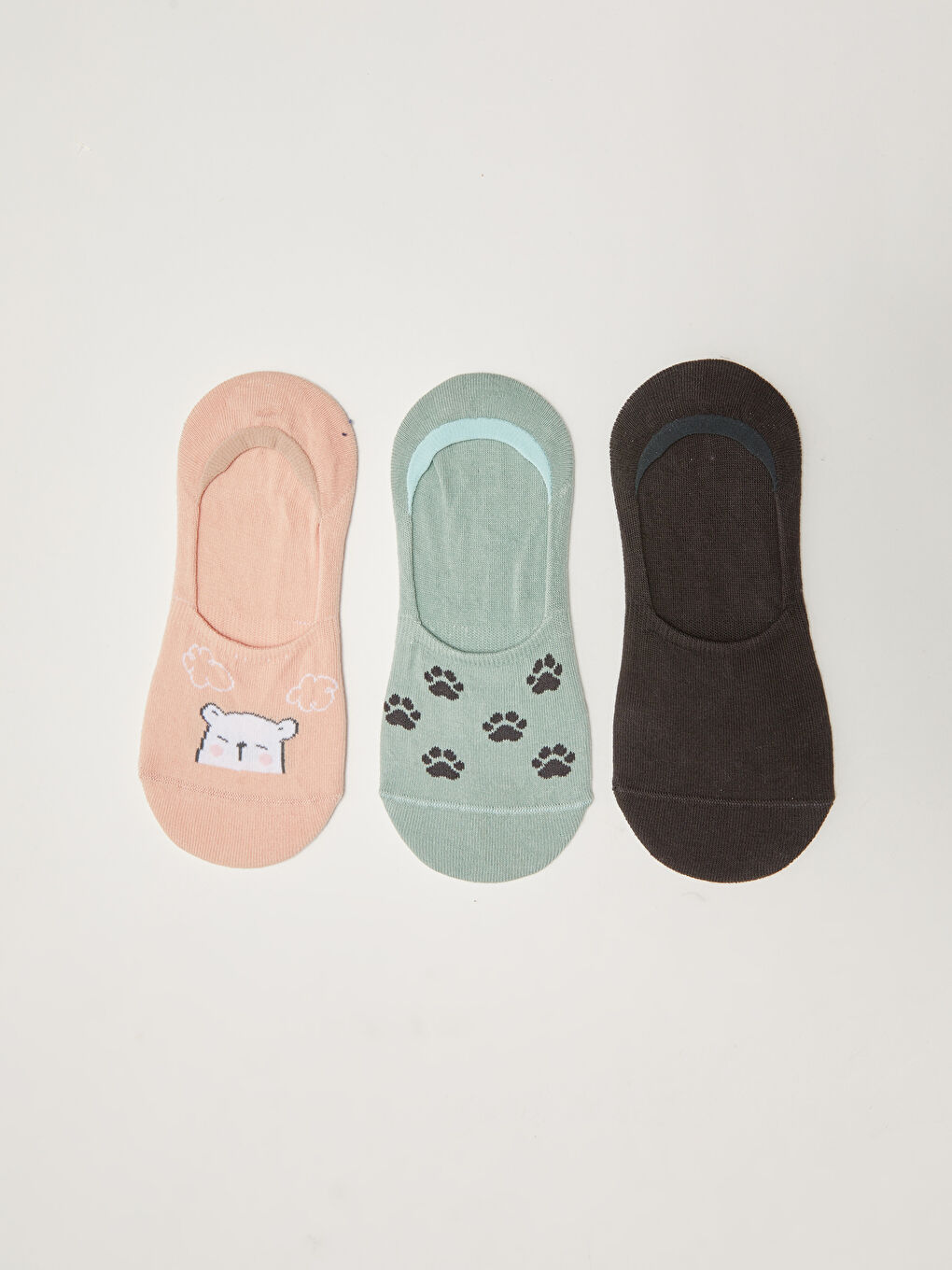 Pembe Baskılı Babet Çorap 3'lü Paket-1