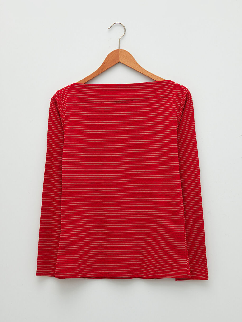 Boat Neck Striped Long Sleeve Women's T-Shirt-2