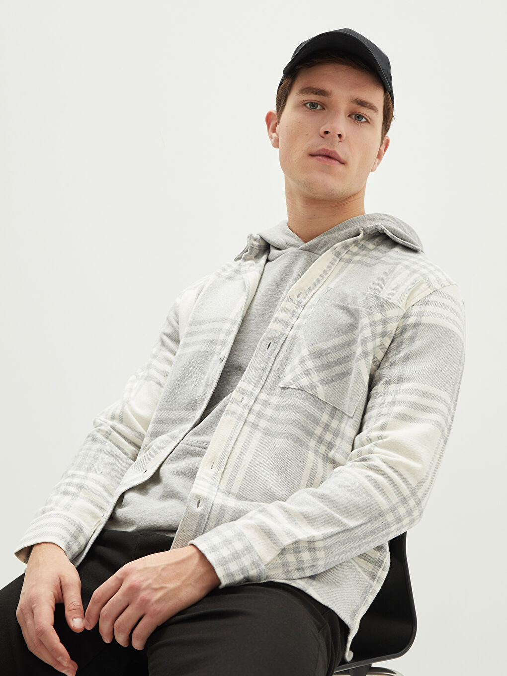 XSIDE Regular Fit Long Sleeve Plaid Men's Flannel Shirt Jacket -W1J614Z8-LMK