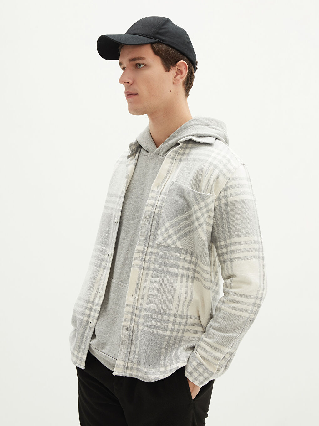 XSIDE Regular Fit Long Sleeve Plaid Men's Flannel Shirt Jacket -W1J614Z8-LMK