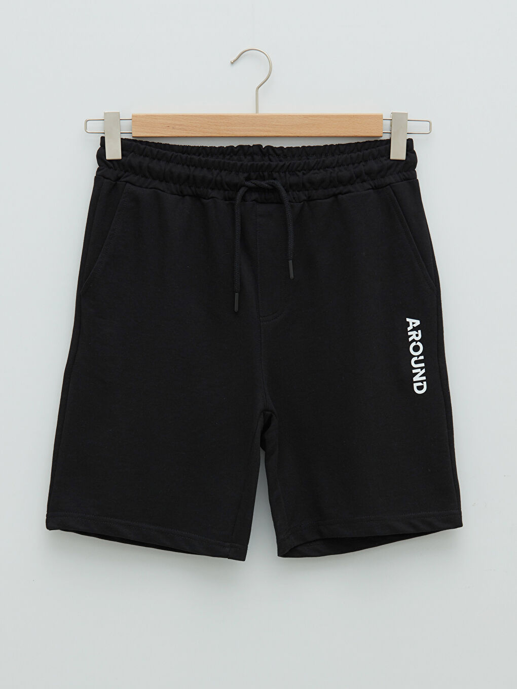 Siyah Standart Kalıp Baskılı Erkek Şort-5