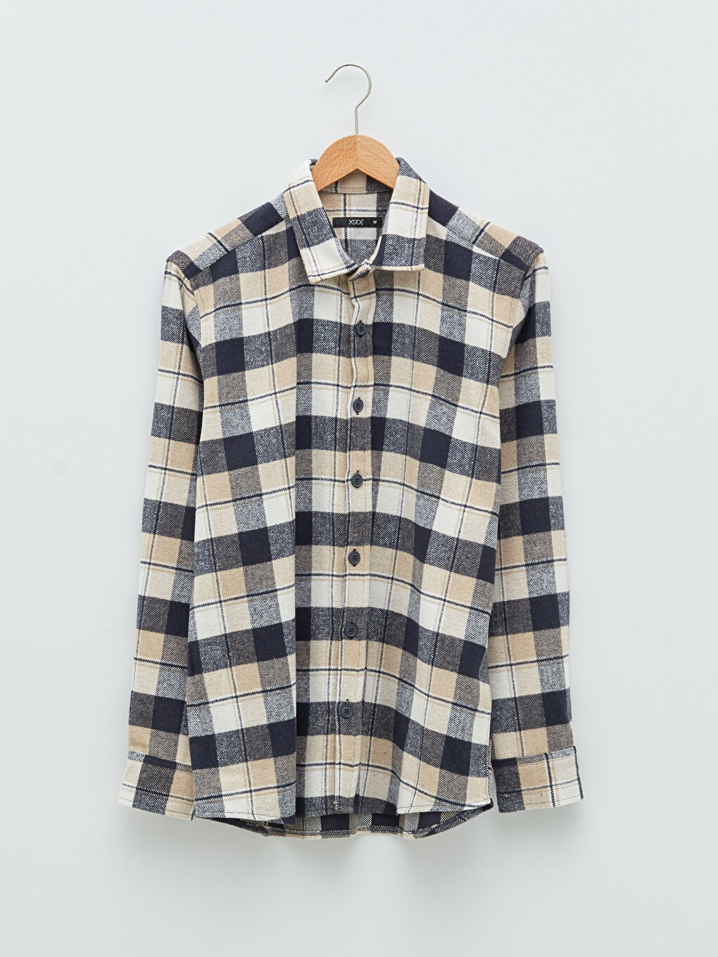 Chemise en flanelle à carreaux à manches longues coupe régulière pour hommes-5