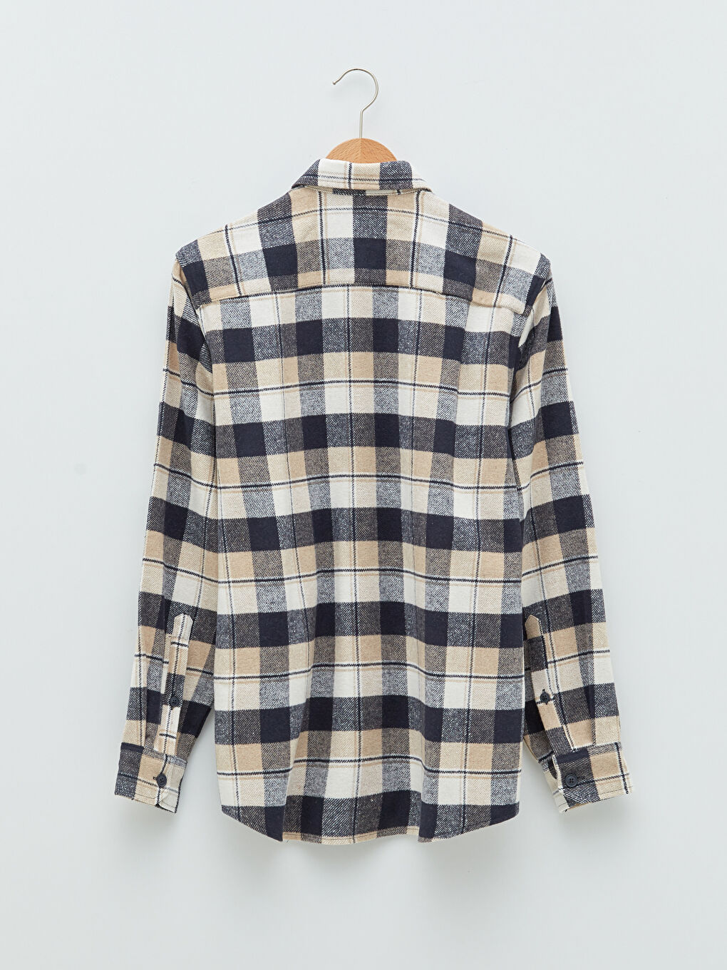 Chemise en flanelle à carreaux à manches longues coupe régulière pour hommes-6