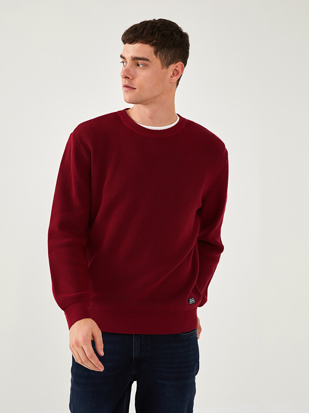 Crew Neck Long Sleeve Men's Tricot Sweater