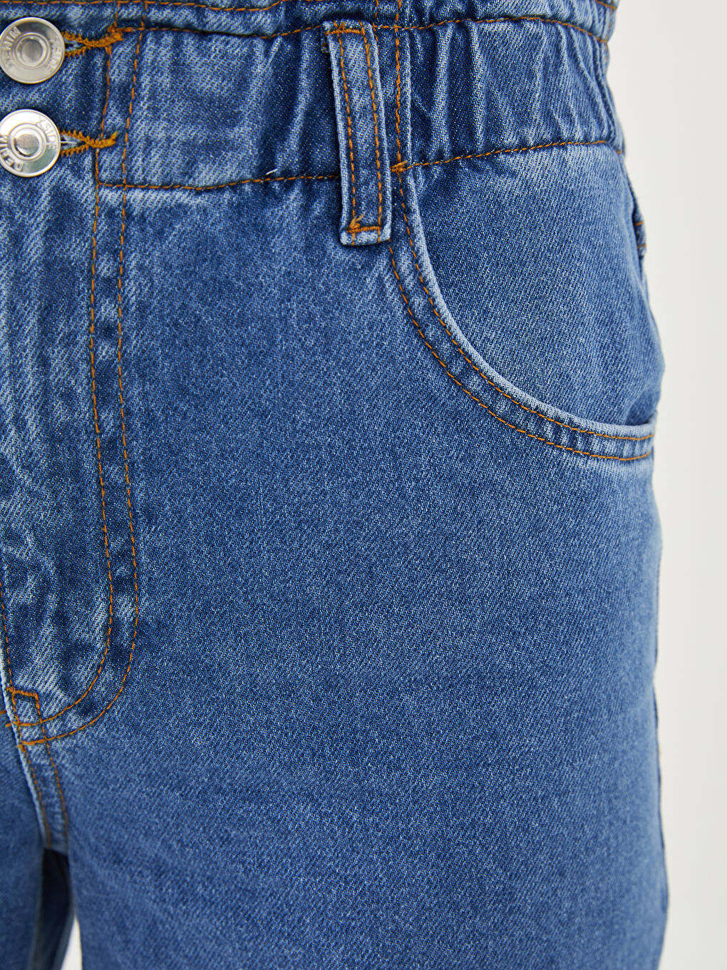 Beli Lastikli Wideleg Cep Detaylı Kadın Rodeo Jean Pantolon-3