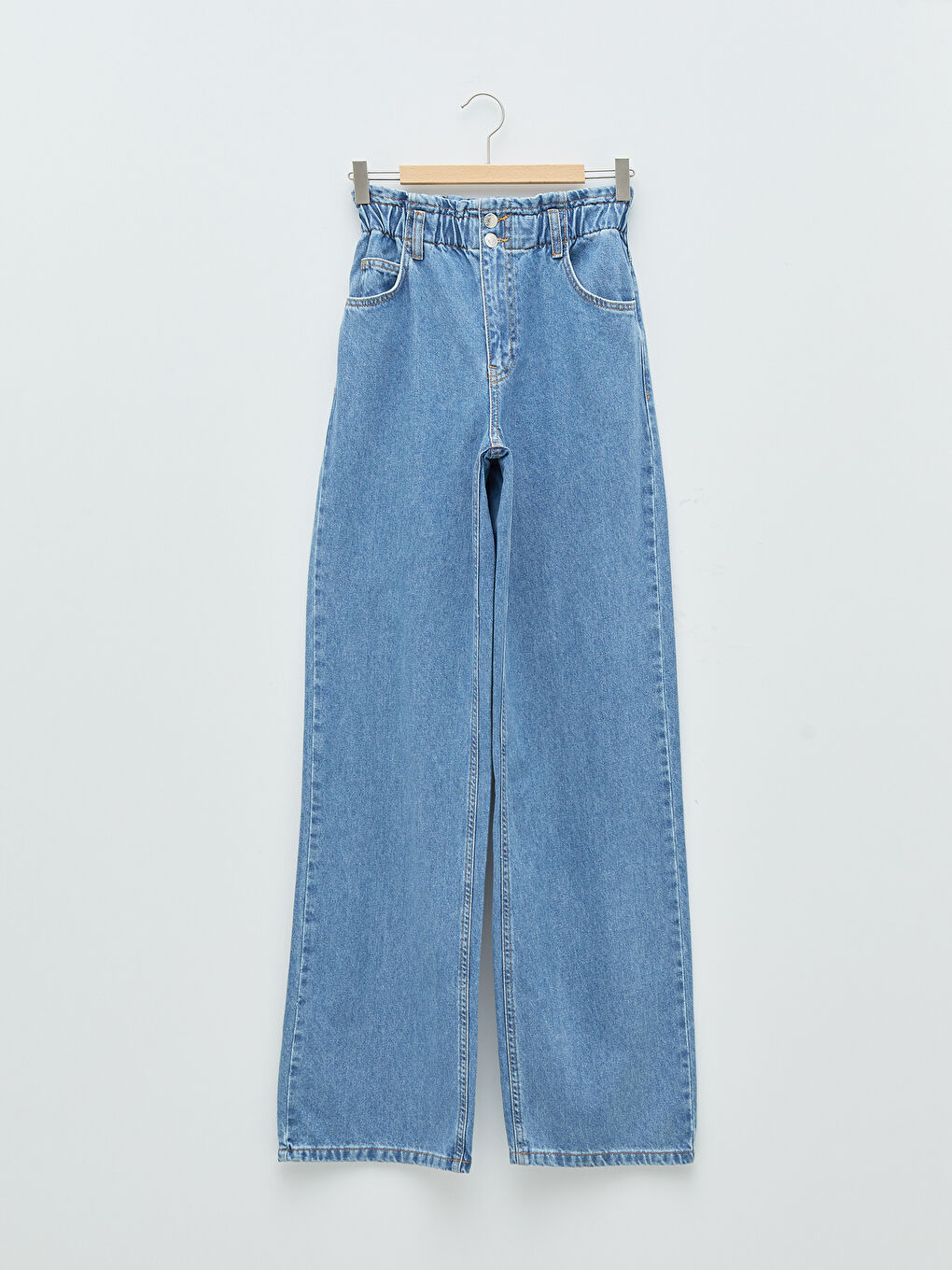 Beli Lastikli Wideleg Cep Detaylı Kadın Rodeo Jean Pantolon-6