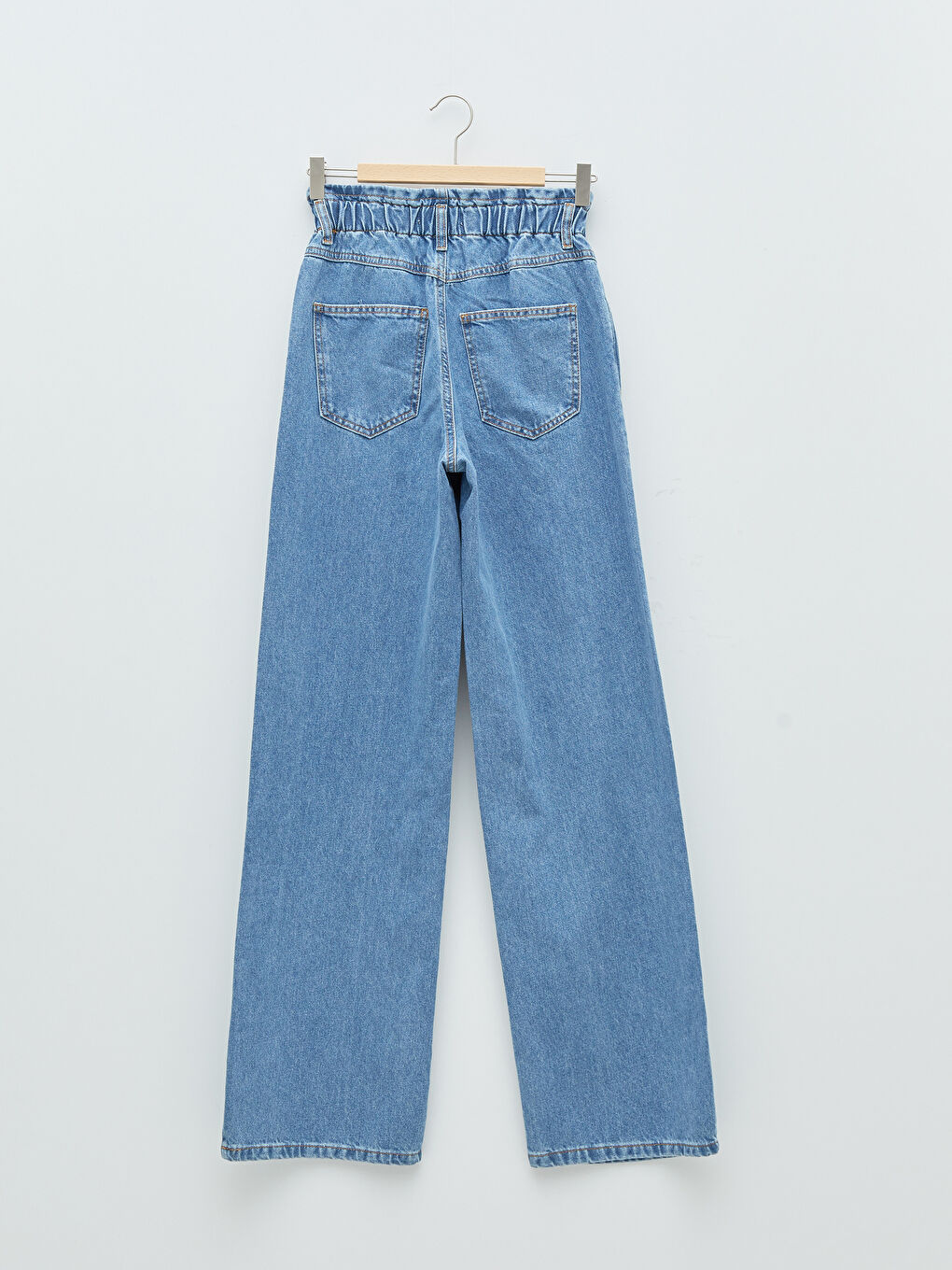 Beli Lastikli Wideleg Cep Detaylı Kadın Rodeo Jean Pantolon-7