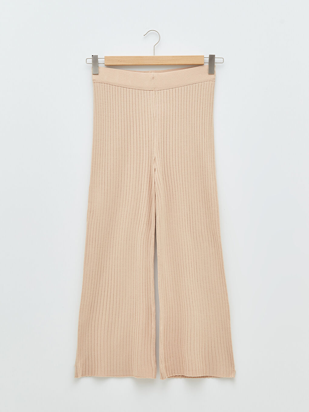 Еластична талия Редовен фит Прав широк крачол Панталон трико за жени-4