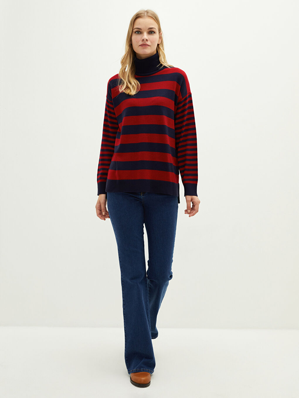 LCWAIKIKI Classic Turtleneck Striped Long Sleeve Women's Tricot Sweater -W1J689Z8-RFF