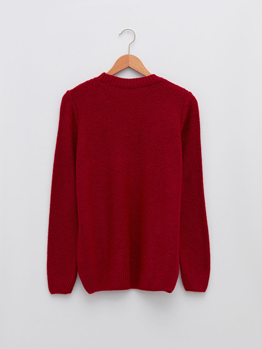 Fuşya Bisiklet Yaka Kendinden Desenli Uzun Kollu Kadın Triko Kazak-6