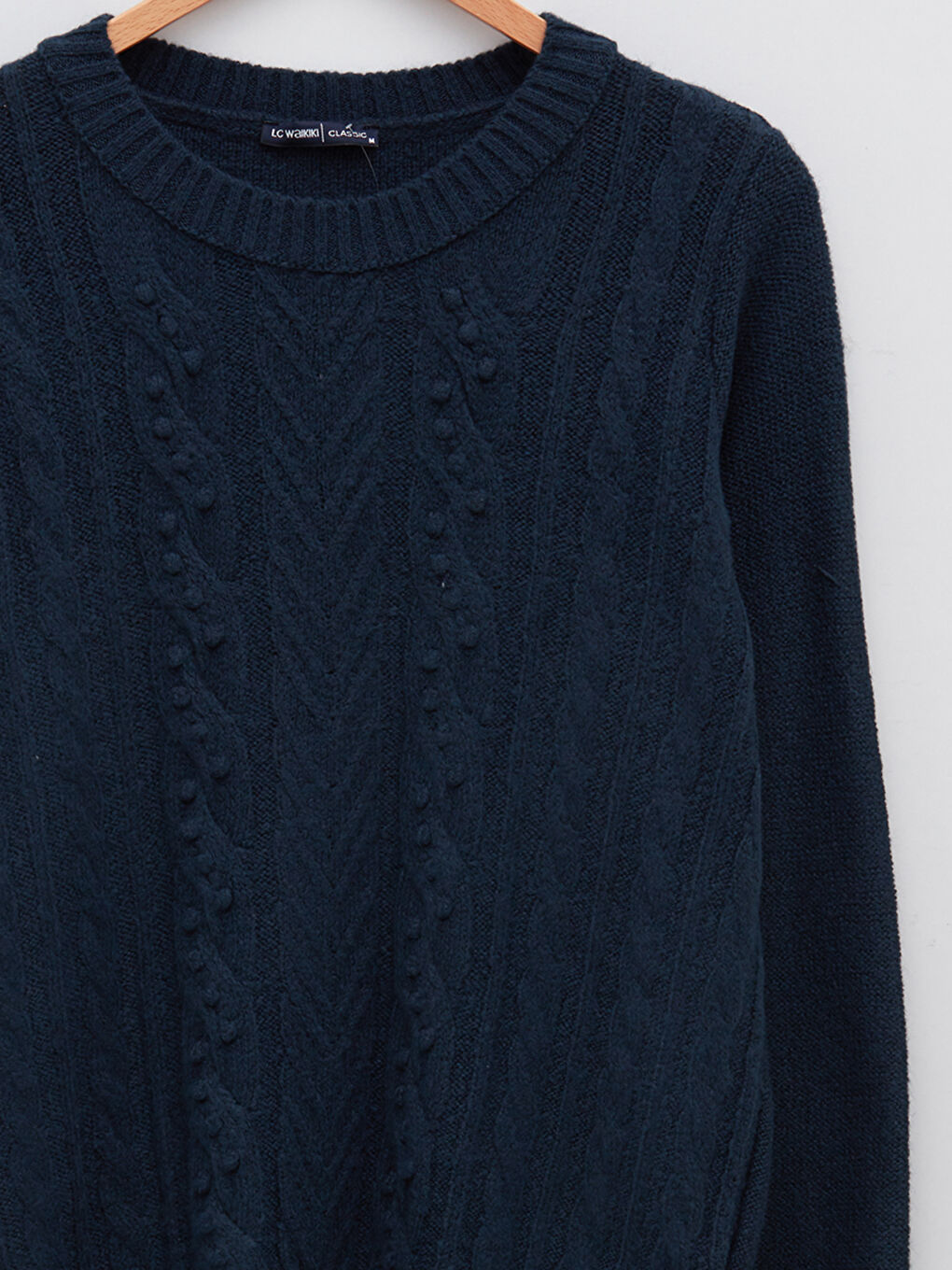 İndigo Bisiklet Yaka Kendinden Desenli Uzun Kollu Kadın Triko Kazak-7