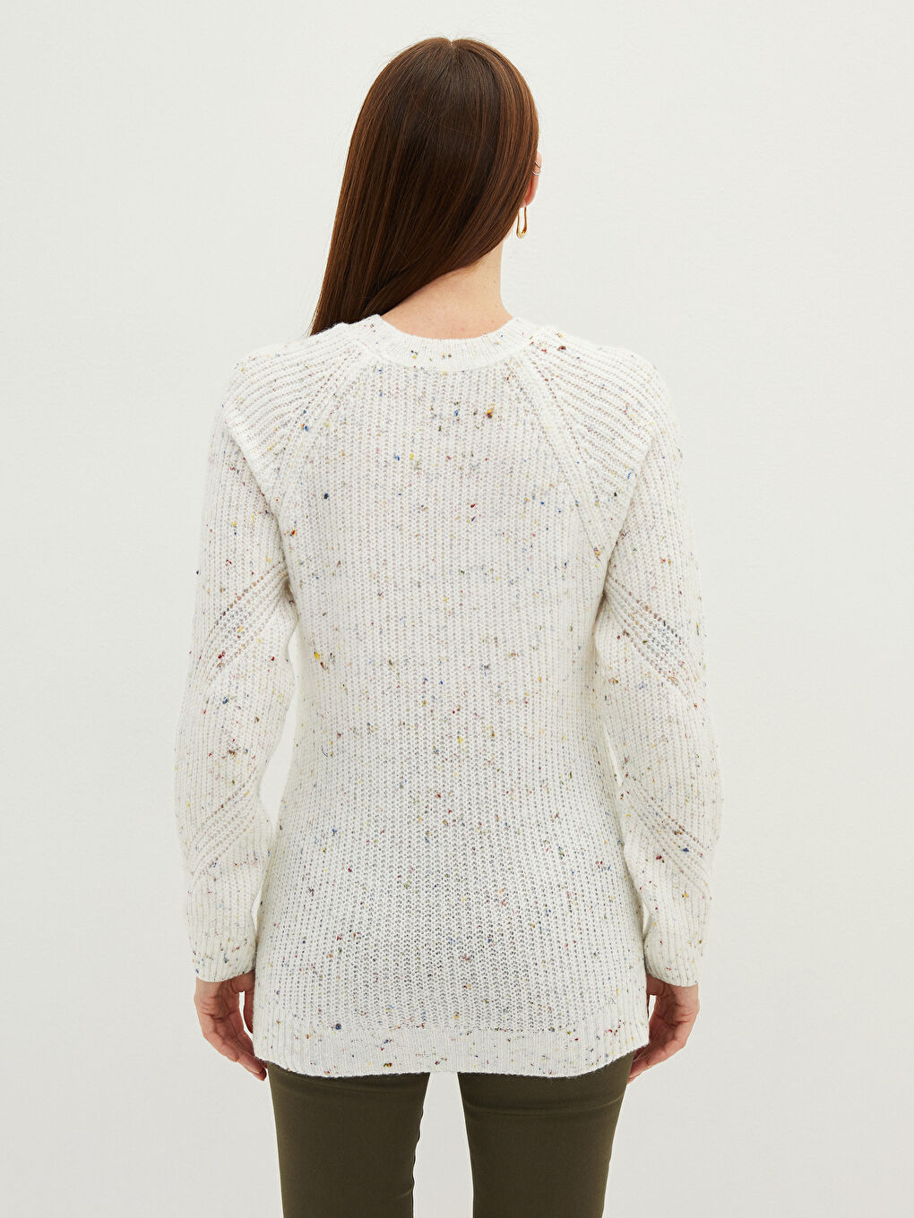 Crew Neck Patterned Long Sleeve Women's Knitwear Sweater-5