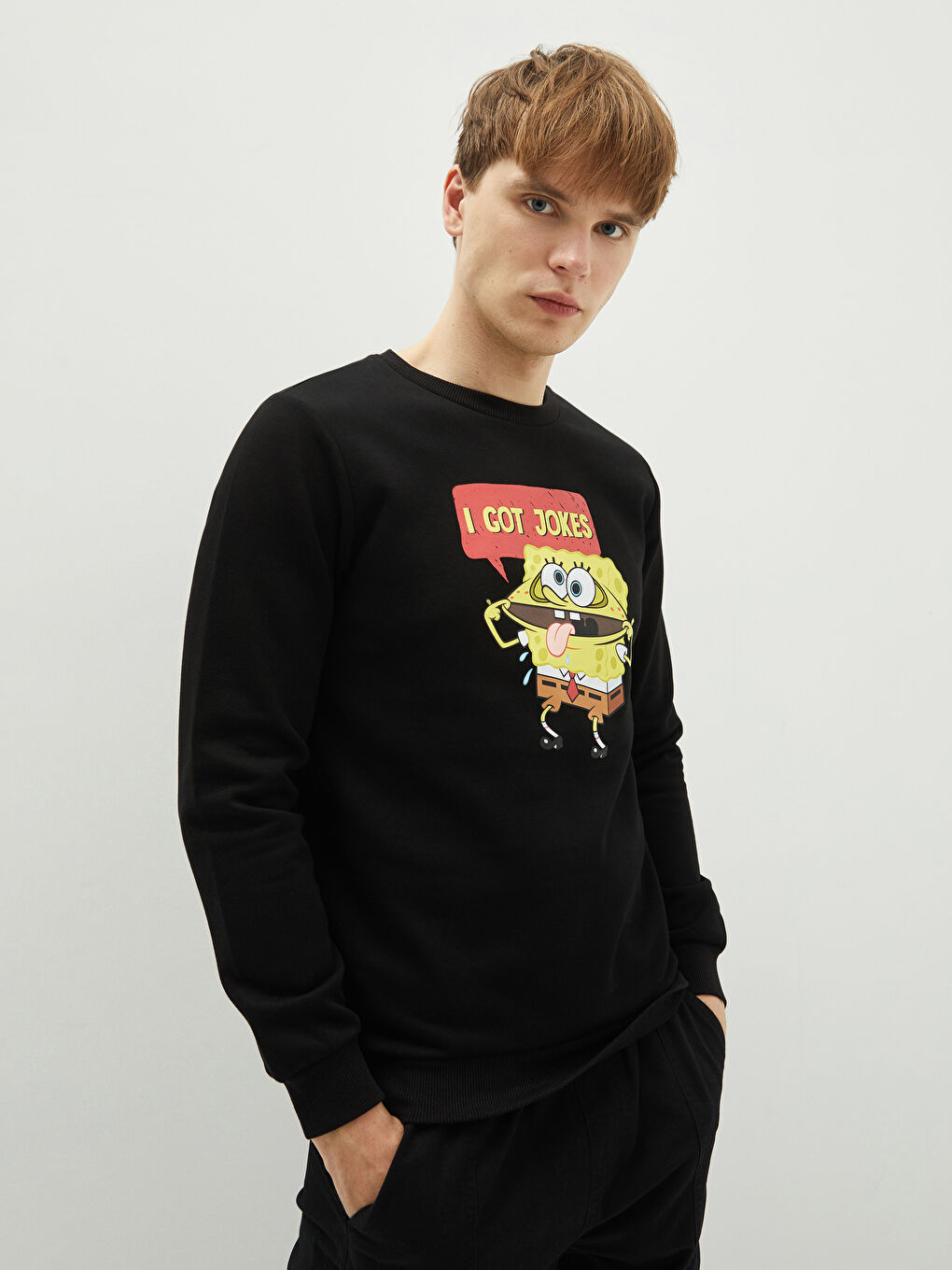 LC Waikiki Crew Neck Long Sleeve SpongeBob Printed Men's Thick Sweatshirt -W1J719Z8-CVL