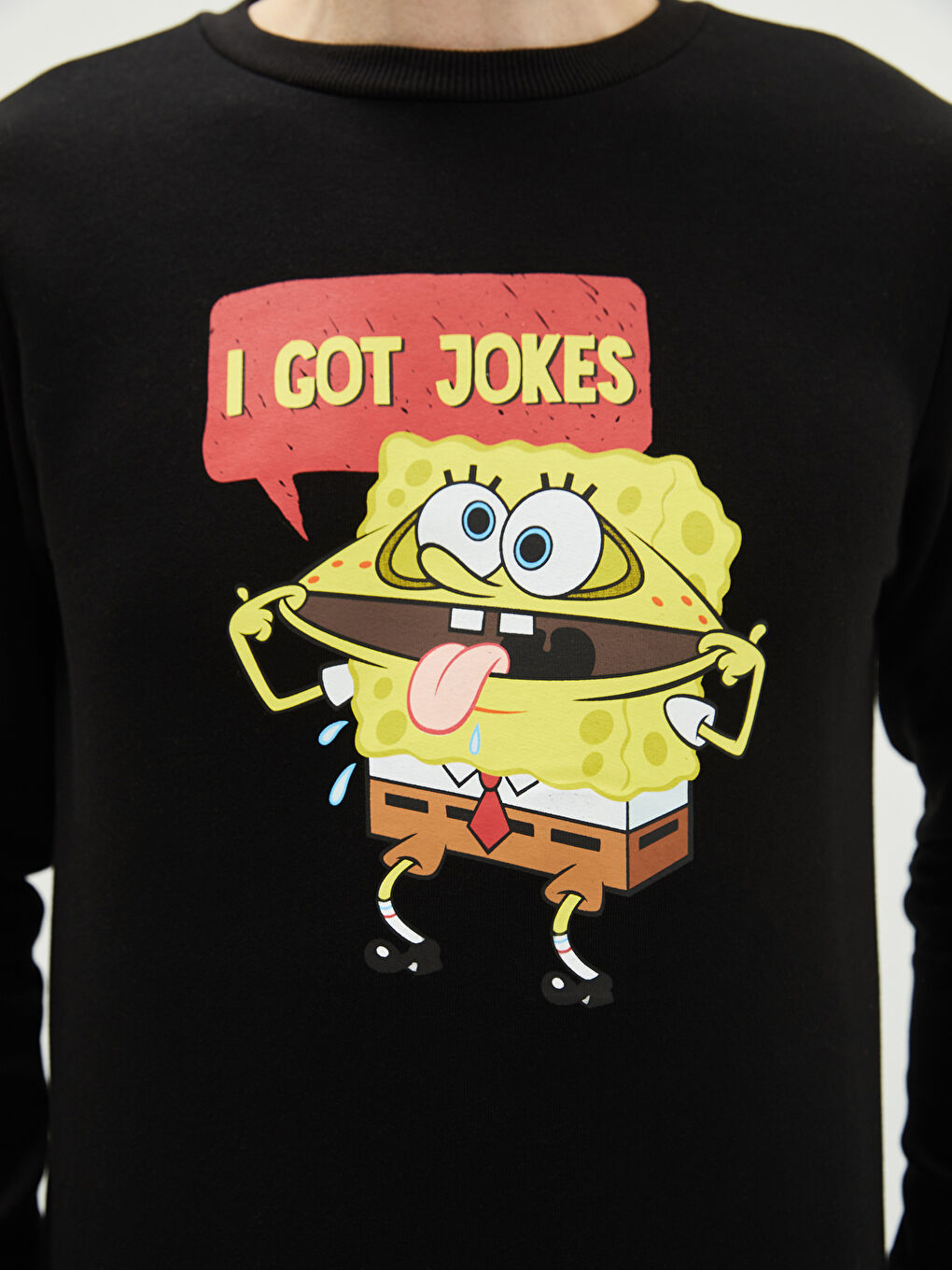 LC Waikiki Crew Neck Long Sleeve SpongeBob Printed Men's Thick Sweatshirt -W1J719Z8-CVL