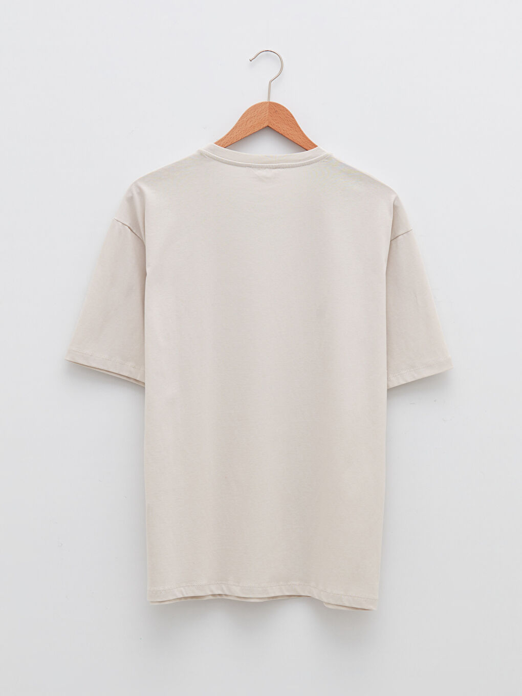 Gri Bisiklet Yaka Düz Kısa Kollu Pamuklu Kadın Tişört-10