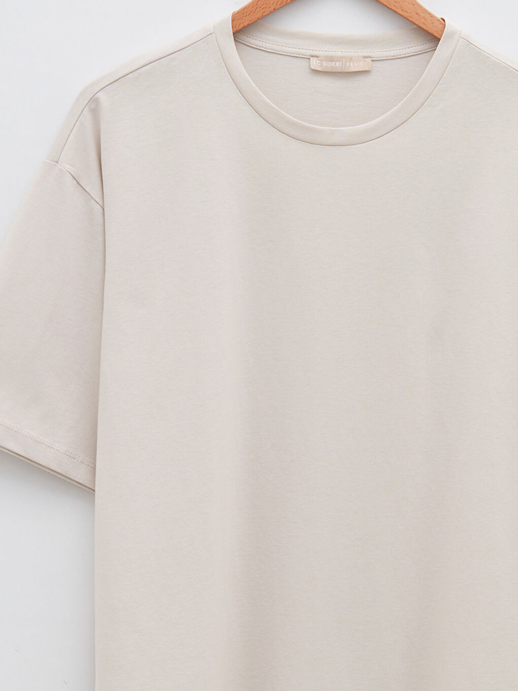 Gri Bisiklet Yaka Düz Kısa Kollu Pamuklu Kadın Tişört-11