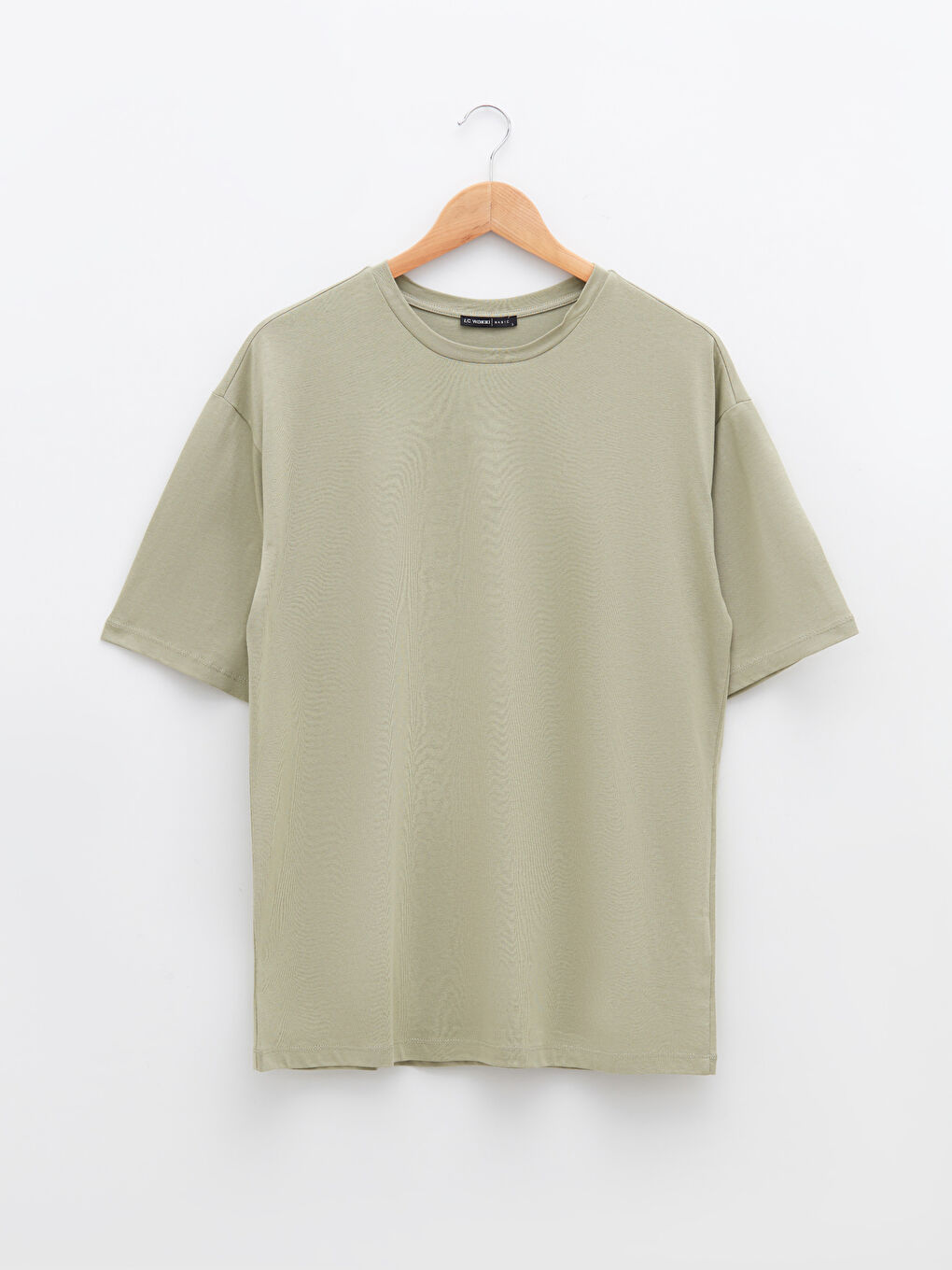 Yeşil Bisiklet Yaka Düz Kısa Kollu Pamuklu Kadın Tişört-9