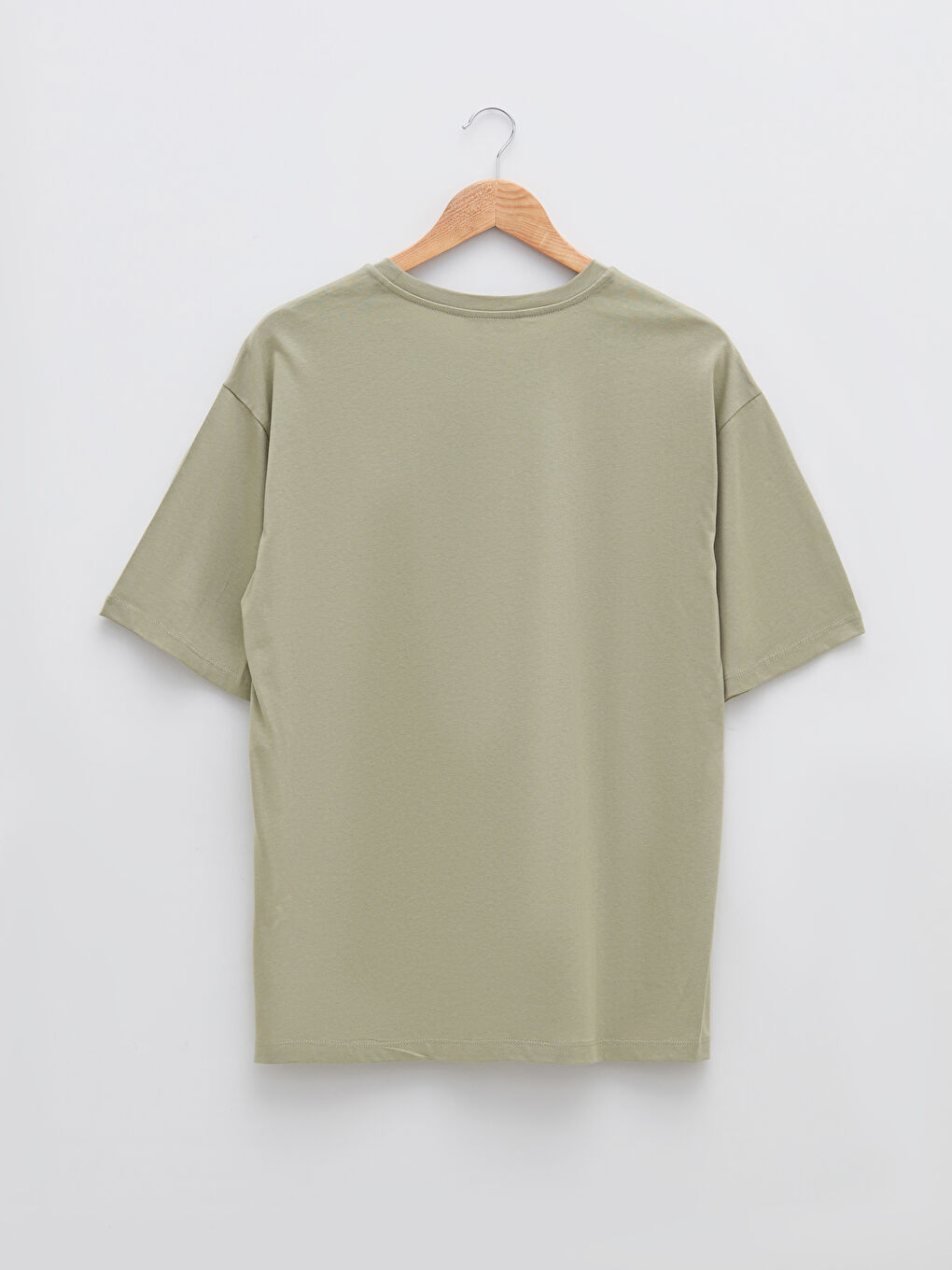 Yeşil Bisiklet Yaka Düz Kısa Kollu Pamuklu Kadın Tişört-10