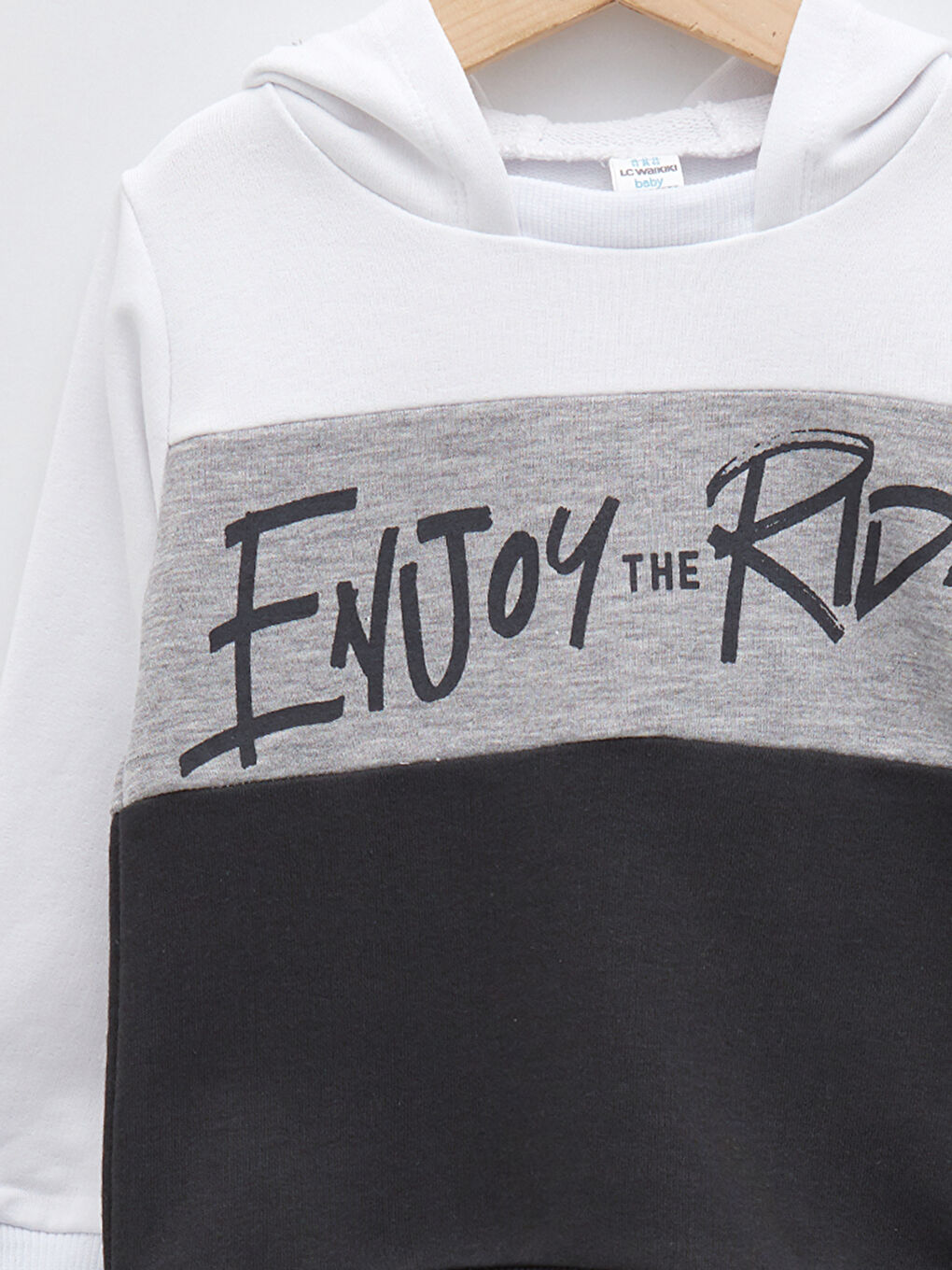 Beyaz Uzun Kollu Baskılı Erkek Bebek Hoodie-2