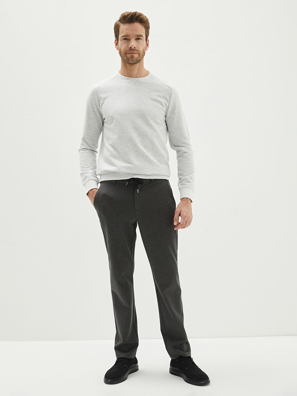 Sweat-shirt Basique à Col Rond et Manches Longues pour Hommes-2