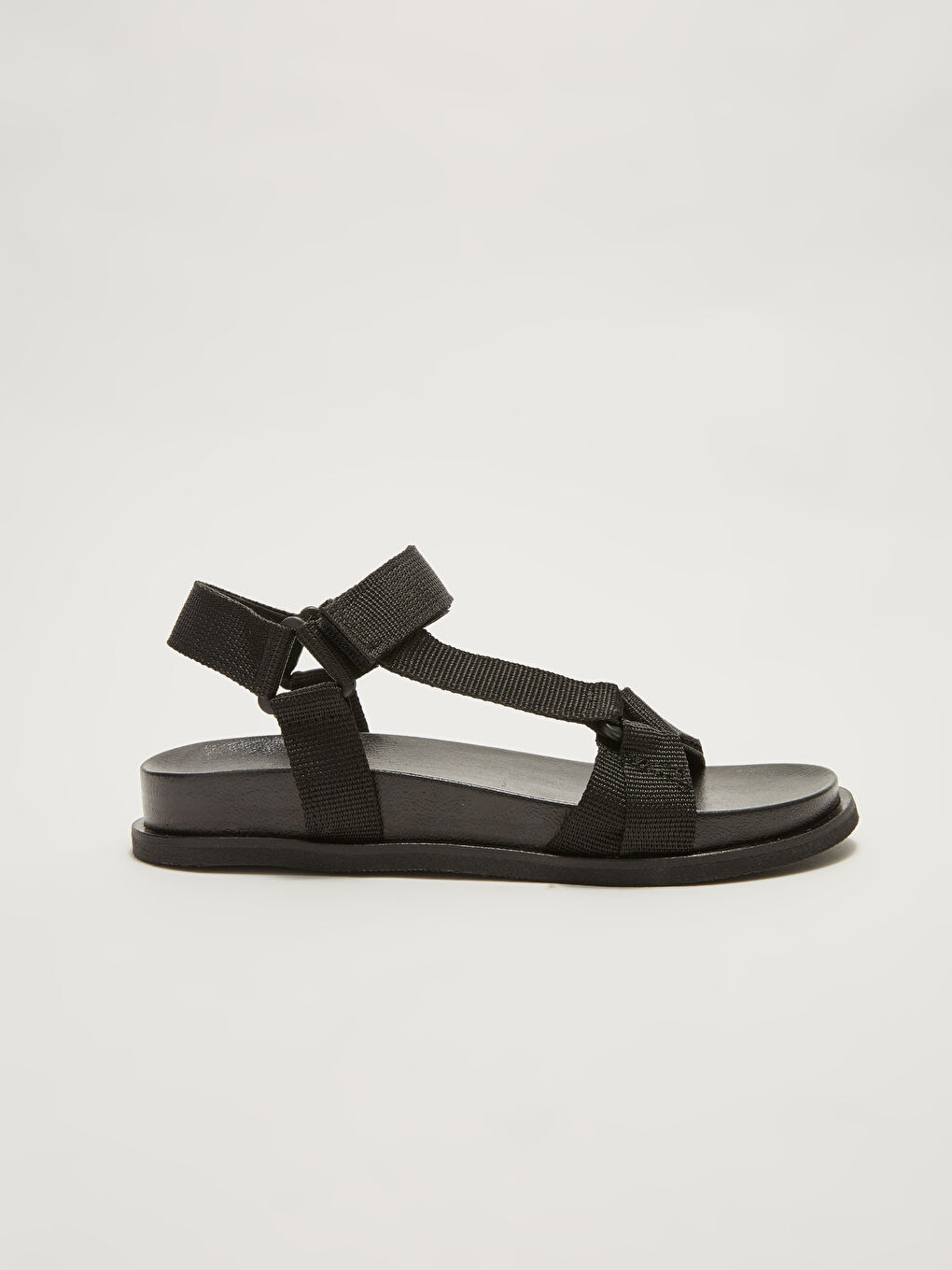 Siyah Çift Bantlı Cırt Cırtlı Kadın Sandalet-1