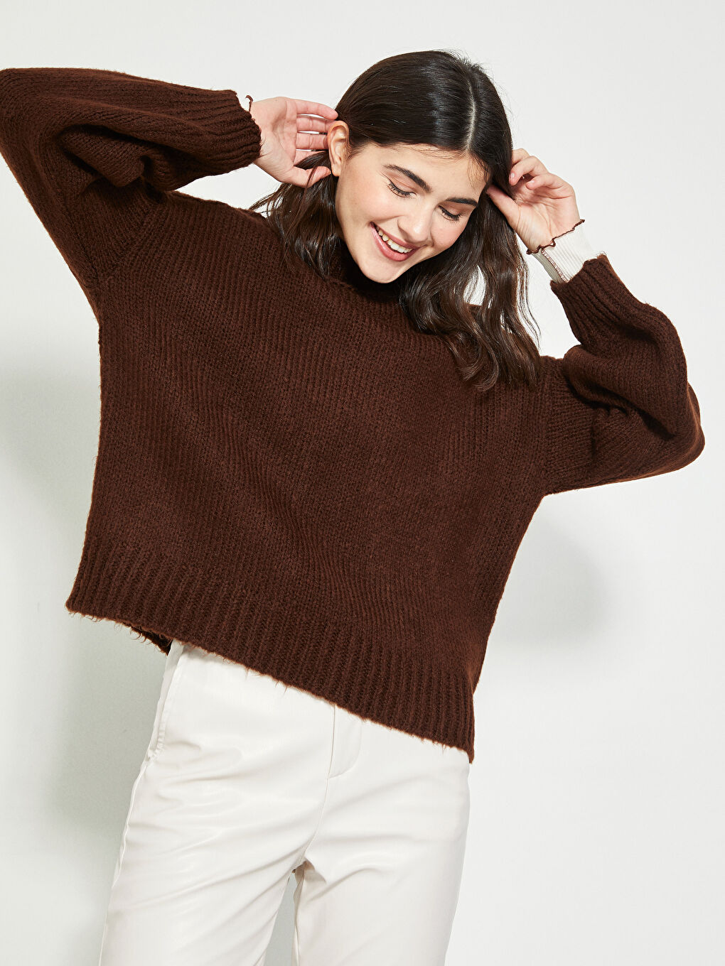 Halber Rollkragen Damen Strickpullover-1
