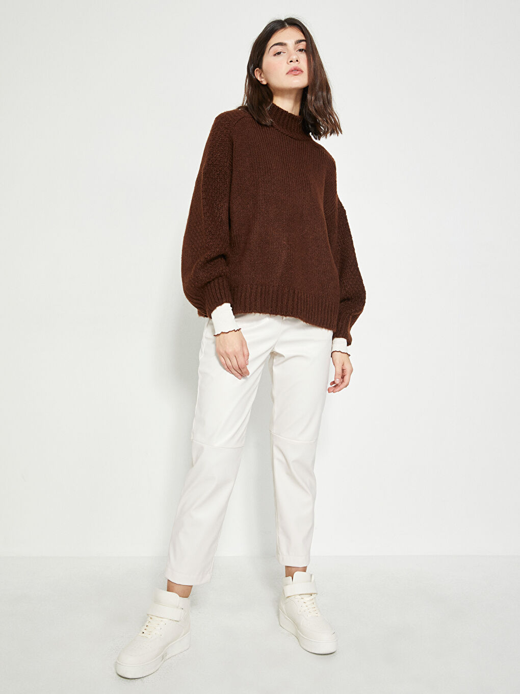 Halber Rollkragen Damen Strickpullover-2