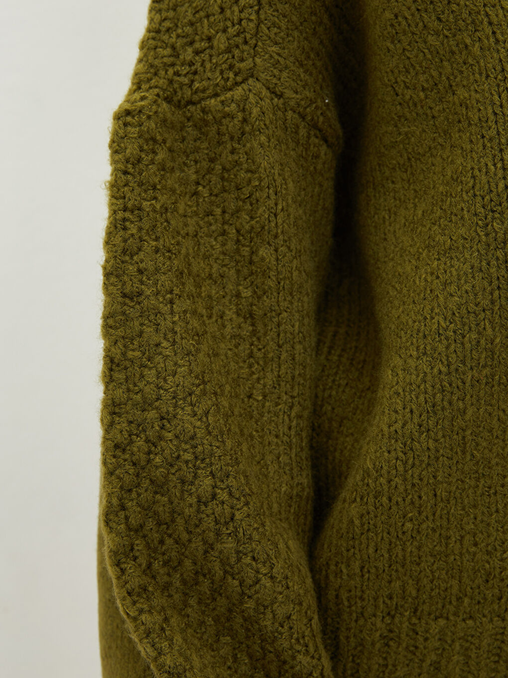 Half Turtleneck Self Patterned Long Sleeve Oversize Women's Knitwear Sweater-3