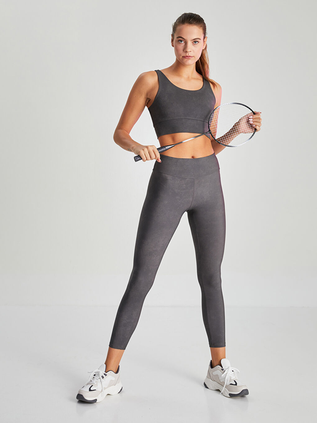 Women's Elasticated Waist Plain Sports Leggings-2
