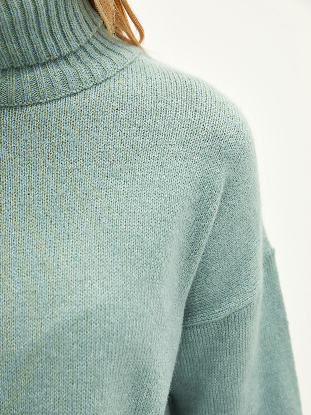 Turtleneck Plain Long Sleeve Women's Knitwear Sweater-3