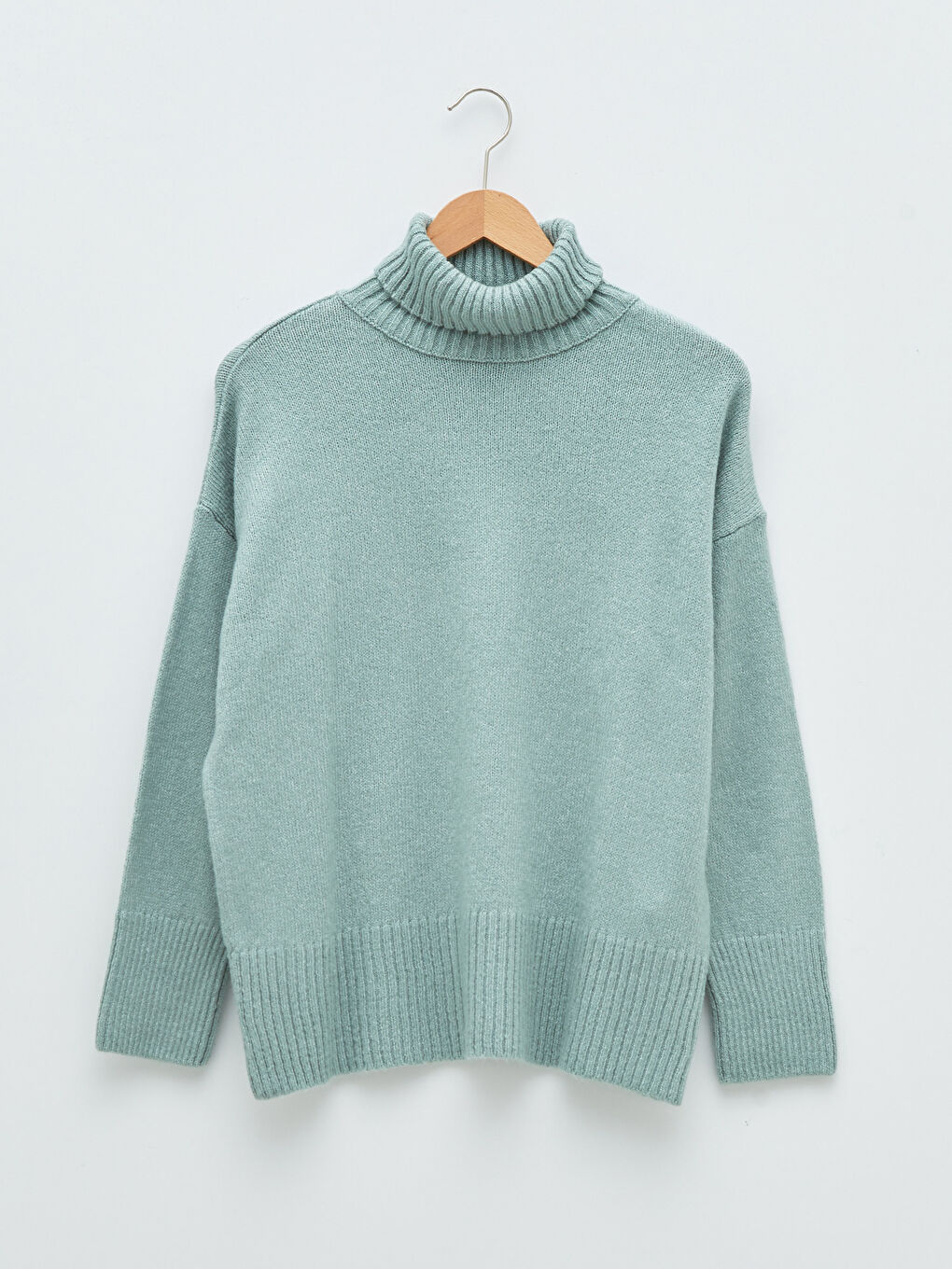 Turtleneck Plain Long Sleeve Women's Knitwear Sweater-5