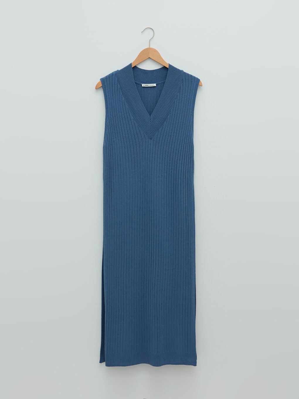 Mavi Kadın V Yaka Düz Kolsuz Triko Tunik-5