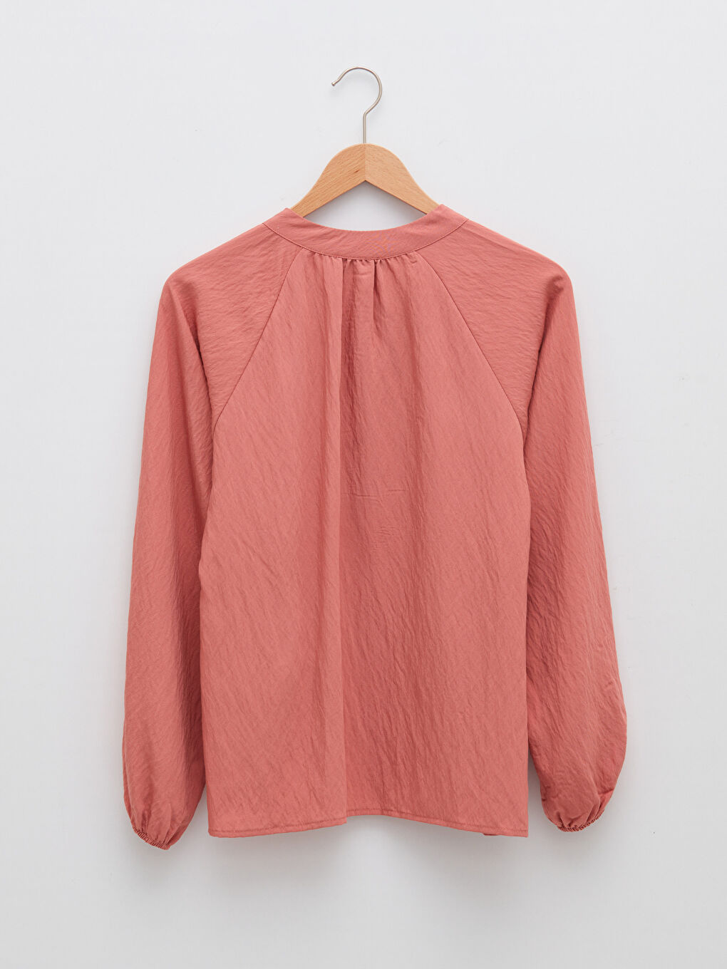 Crew Neck Straight Long Sleeve Gabardine Fabric Women's Blouse-6