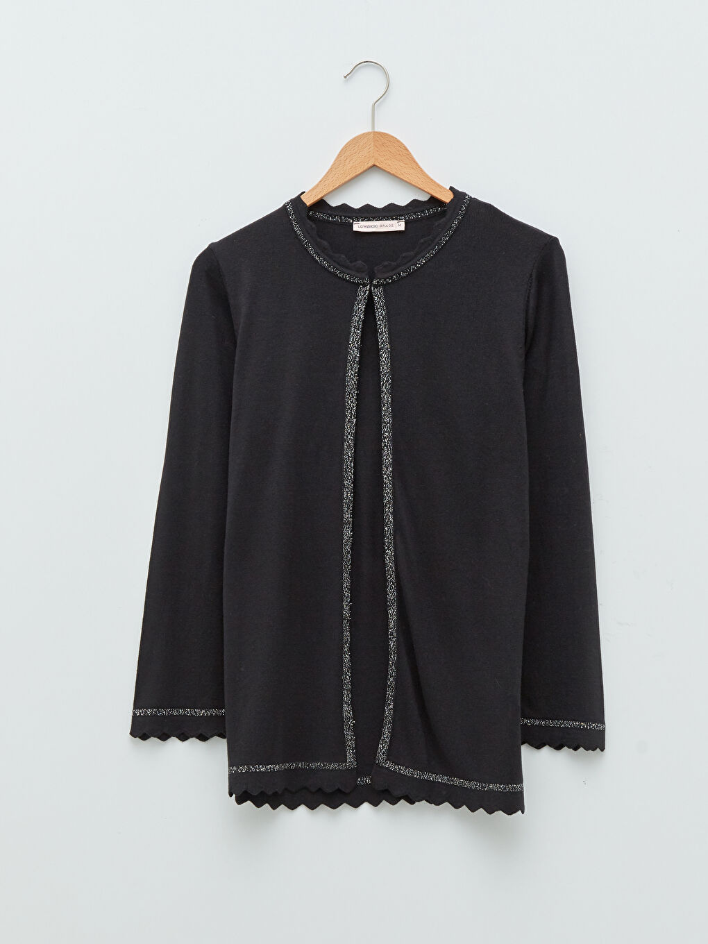 كارديجان تريكو كم طويل بياقة دائرية بتفاصيل مخططة للسيدات-4