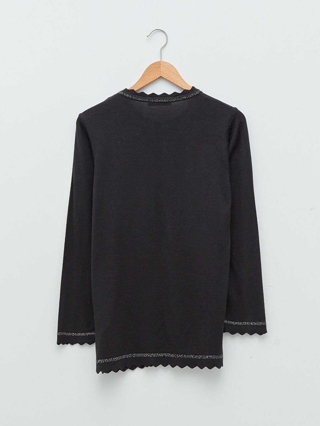 كارديجان تريكو كم طويل بياقة دائرية بتفاصيل مخططة للسيدات-5