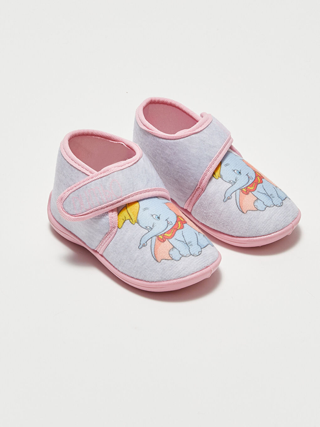 Gri Dumbo Lisanslı Cırt Cırtlı Kız Bebek Panduf-1