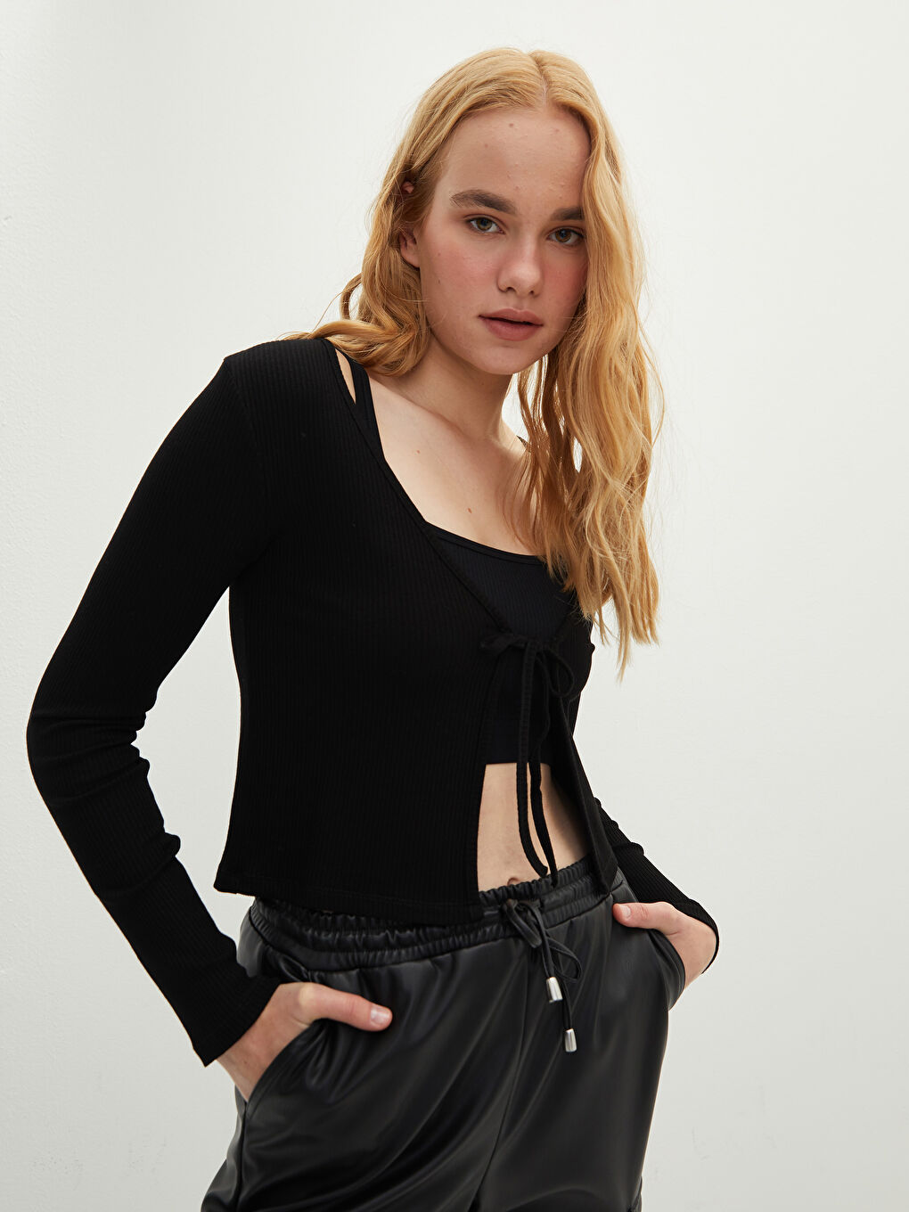 V-Neck Plain Long Sleeve Women's Cardigan-1