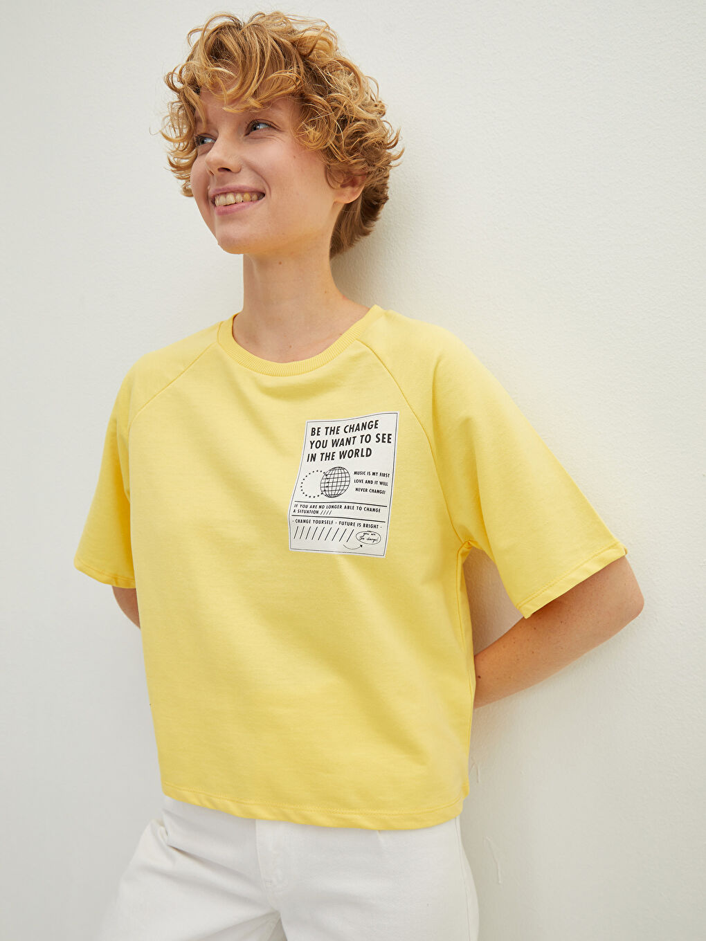 LCW Vision Rundhalsausschnitt Bedrucktes Kurzarm T-Shirt für Damen -W1JA24Z8-FTT