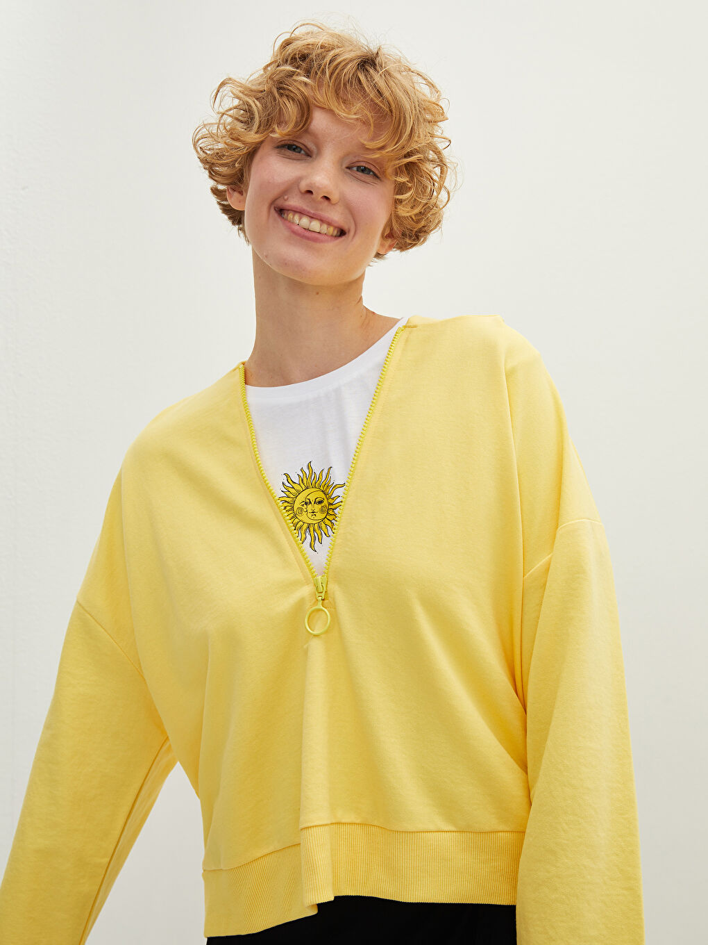 Hooded Collar Regular Long Sleeve Women's Sweatshirt-1