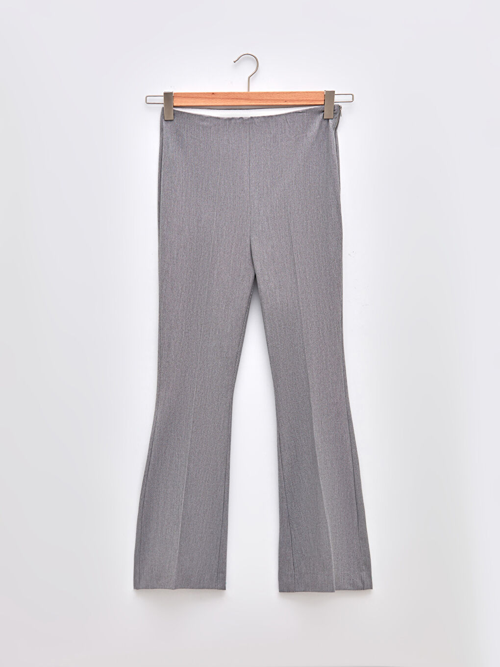 Gri Beli Fermuarlu Dar Fit Kadın Pantolon-10