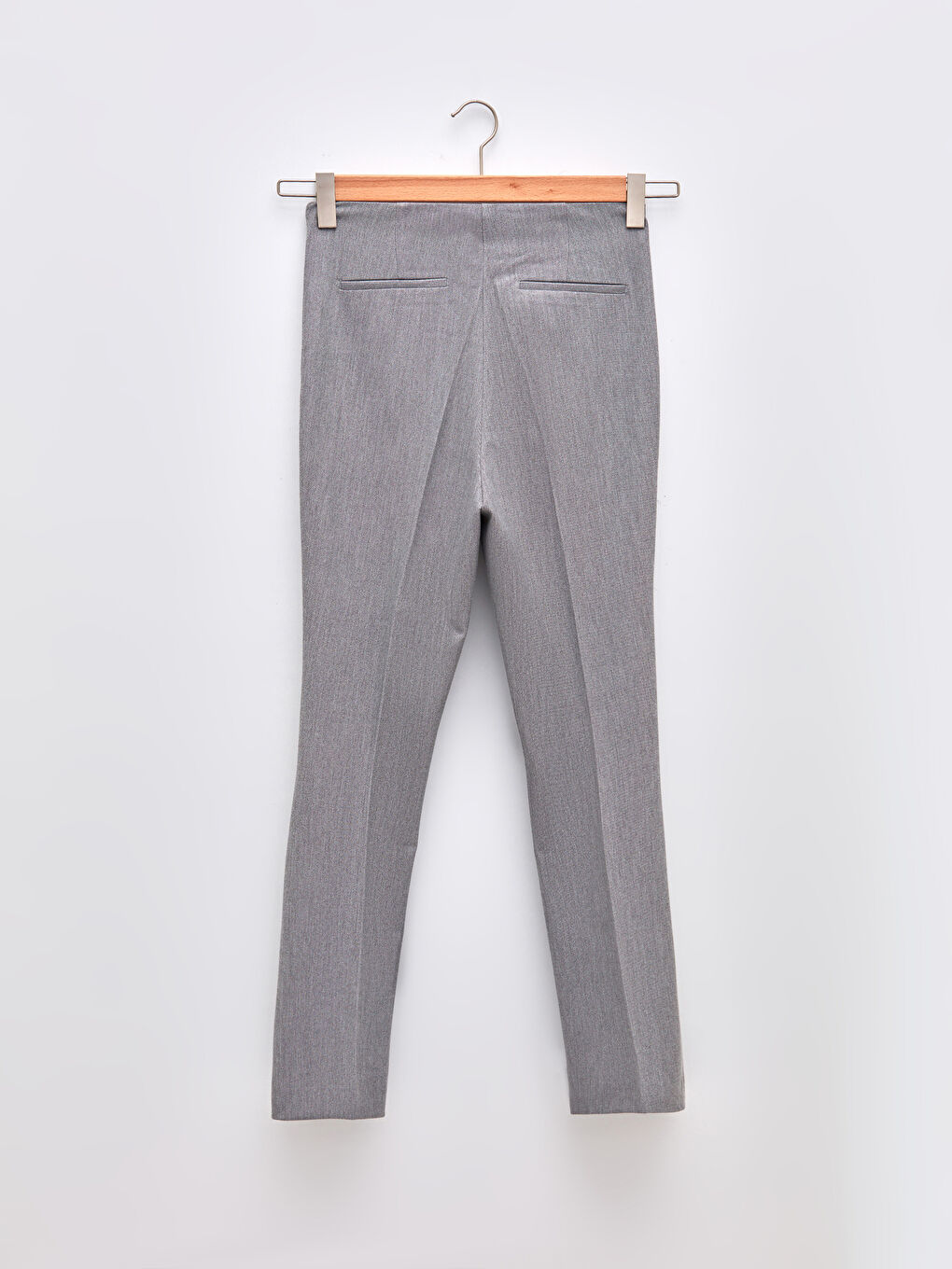 Gri Beli Fermuarlu Dar Fit Kadın Pantolon-11