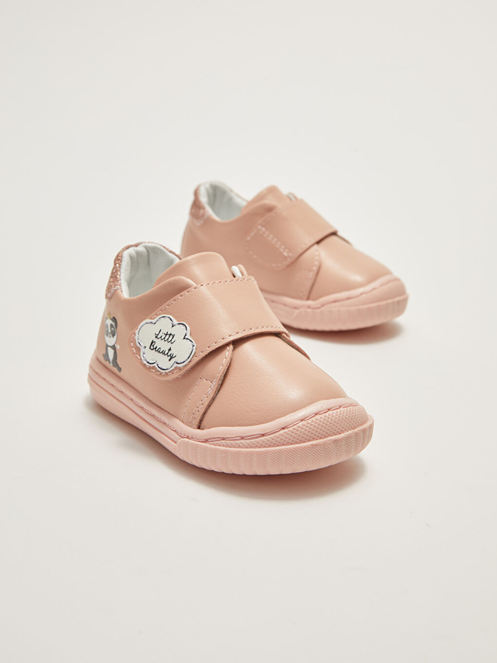 Pembe Deri Görünümlü Cırt Cırtlı Yürüme Öncesi Kız Bebek Ayakkabı-2